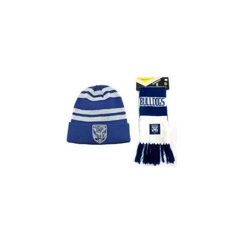 Canterbury Bankstown Bulldogs NRL Wozza Beanie & Bar Scarf Set!