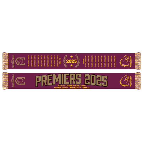 Brisbane Broncos NRL 2025 Premiers Scarf! PRESALE!