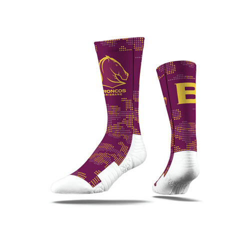 Brisbane Broncos NRL Strideline Camo Socks Adults Size 8-13!