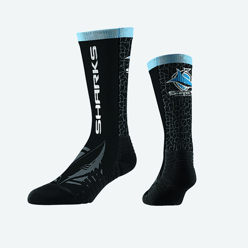 Cronulla Sharks NRL Strideline Wordmark Socks Adults Size 8-13!