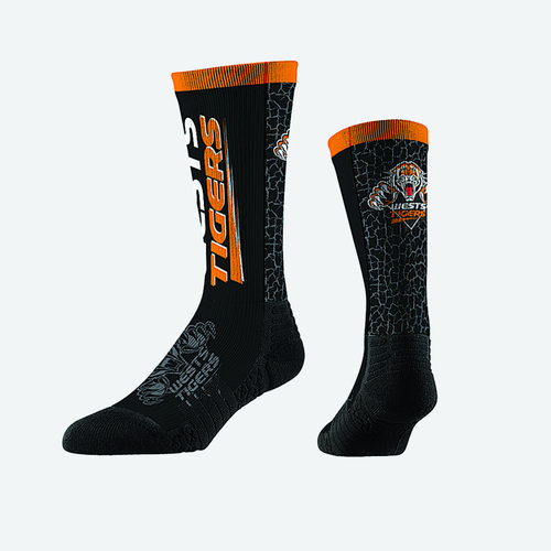 Wests Tigers NRL Strideline Wordmark Socks Adults Size 8-13!