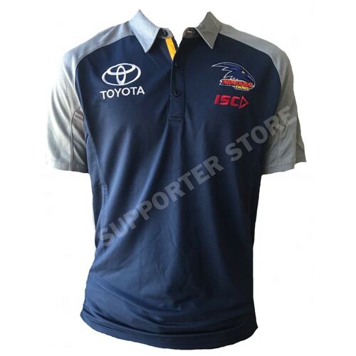 Adelaide Crows AFL ISC Players Navy & Marle Polo Shirt Size S-5XL! T8