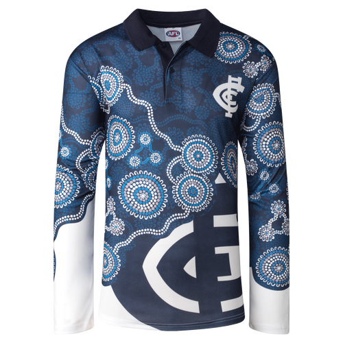 Carlton Blues AFL 2022 Playcorp Indigenous LS Polo Shirt Sizes S-3XL! W22
