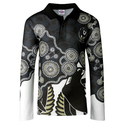 Collingwood Magpies AFL 2022 Playcorp Indigenous LS Polo Shirt Sizes S-3XL! W22