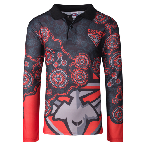 Essendon Bombers AFL 2022 Playcorp Indigenous LS Polo Shirt Sizes S-3XL! W22