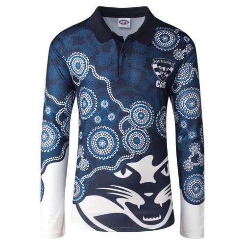 Geelong Cats AFL 2022 Playcorp Indigenous LS Polo Shirt Sizes S-3XL! W22