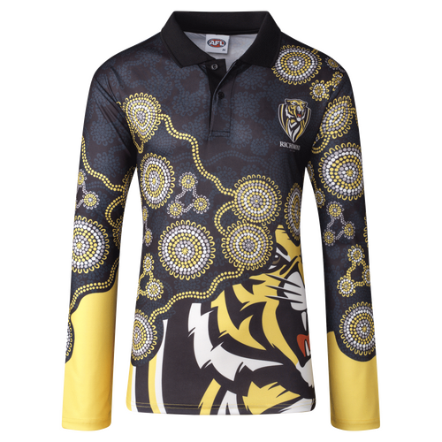 Richmond Tigers AFL Playcorp Indigenous LS Polo Shirt Sizes S-3XL! W2