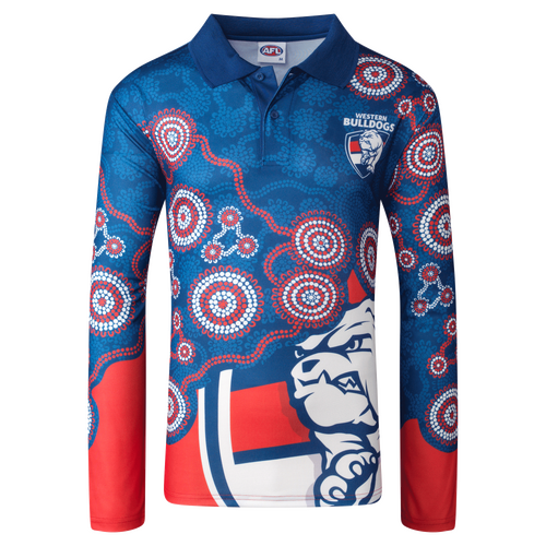 Western Bulldogs AFL 2022 Playcorp Indigenous LS Polo Shirt Sizes S-3XL! W22
