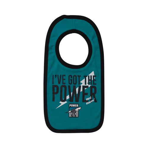 Official AFL Port Adelaide Power Baby Infants Toddler Feeding Bib Set (2 Pack)