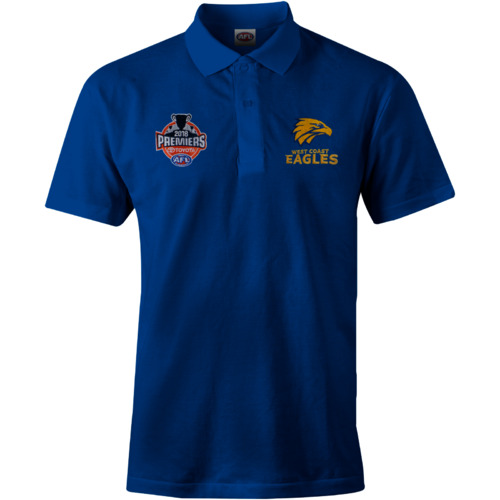 West Coast Eagles 2018 Mens Premiers Blue Polo Shirt Sizes SMALL ONLY! P2