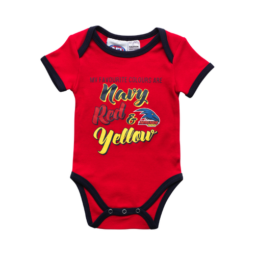 Official AFL Adelaide Crows Baby Infants Bodysuit Romper Sizes 000-1 