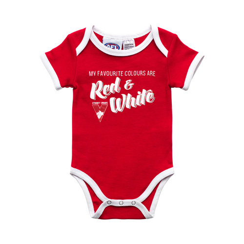 Official AFL Sydney Swans Baby Infants Bodysuit Romper Sizes 000-1 