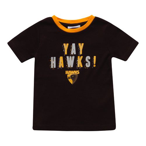 AFL Hawthorn Hawks Baby Infant Baby Yay Tee T Shirt 2020 Sizes 000-1