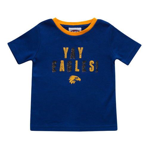 AFL West Coast Eagles Baby Infant Baby Yay Tee T Shirt W20 Sizes 000-1