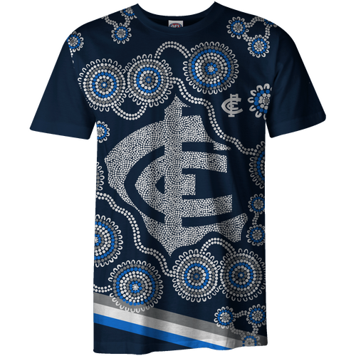 Carlton Blues AFL 2022 Playcorp Indigenous Tee T Shirt Sizes S-2XL! W22