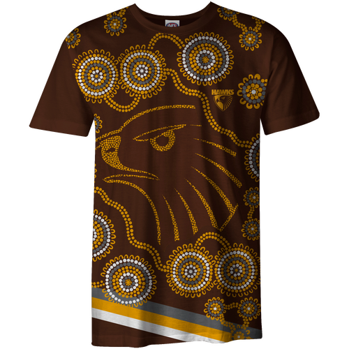 Hawthorn Hawks AFL 2022 Playcorp Indigenous Tee T Shirt Sizes S-2XL! W22