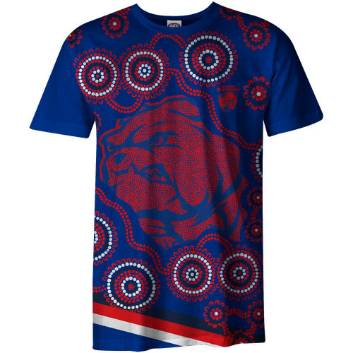 Western Bulldogs AFL 2022 Playcorp Indigenous Tee T Shirt Sizes S-2XL! W22