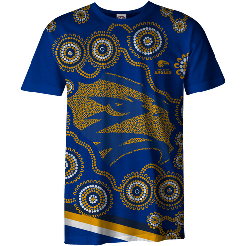 West Coast Eagles AFL 2022 Playcorp Indigenous Tee T Shirt Sizes S-2XL! W22