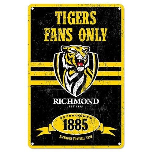Official AFL Richmond Tigers Obey The Rules Retro Tin Metal Sign Decoration
