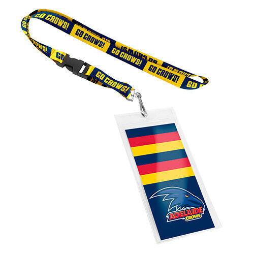 Official AFL Adelaide Crows Keyring Neck Lanyard with Card Pocket Sleeve