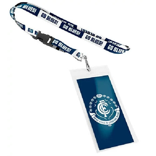 Official AFL Carlton Blues Keyring Neck Lanyard with Card Pocket Sleeve (NEW)