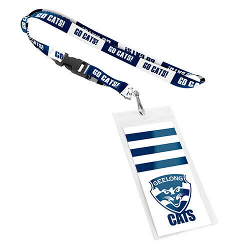 Official AFL Geelong Cats Keyring Neck Lanyard with Card Pocket Sleeve