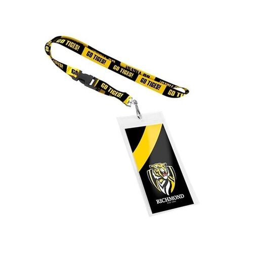 Official AFL Richmond Tigers Keyring Neck Lanyard with Card Pocket Sleeve