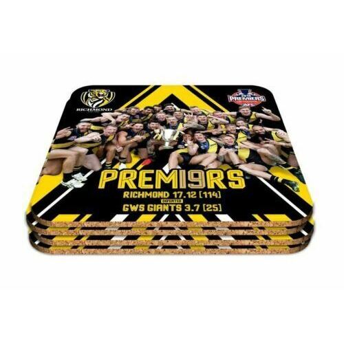 Official AFL Richmond Tigers Premiers 2019 Team Photo Cork Back Coaster (4 Pack)