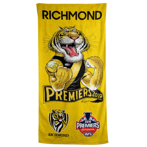 Richmond Tigers AFL Premiers 2019 Caricature Beach Towel!