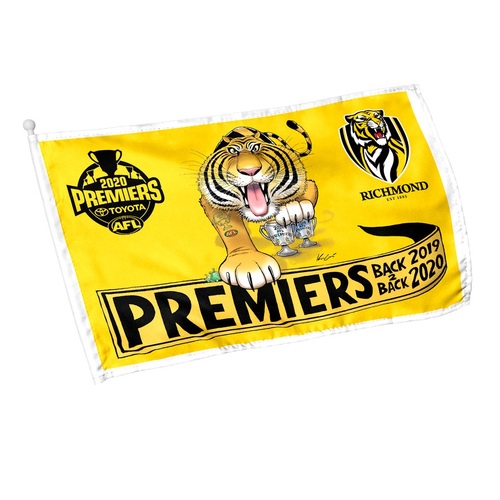 Richmond Tigers AFL Premiers 2020 Caricature Supporters Flag 30 x 48cm