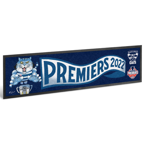 Geelong Cats AFL Premiers 2022 Caricature Bar Runner Mat P1 *IN STOCK*