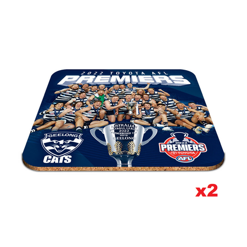 Geelong Cats AFL Premiers 2022 Image Drink Cork Coasters P2 (2 Pack) *IN STOCK*