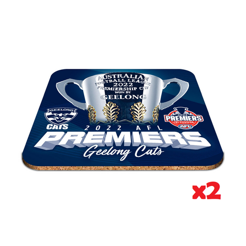 Geelong Cats AFL Premiers 2022 Drink Cork Coasters P1 (2 Pack) 