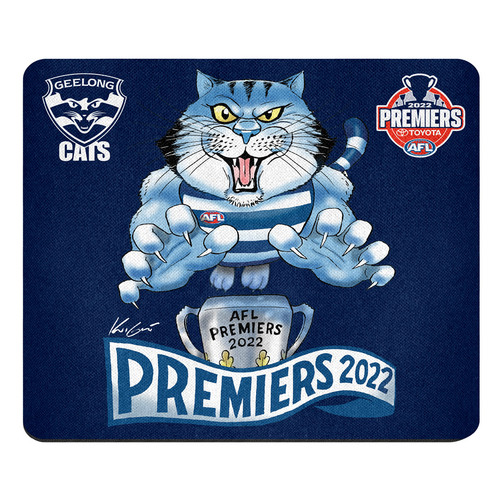 Geelong Cats AFL Premiers 2022 Caricature Mouse Pad Mat P1 
