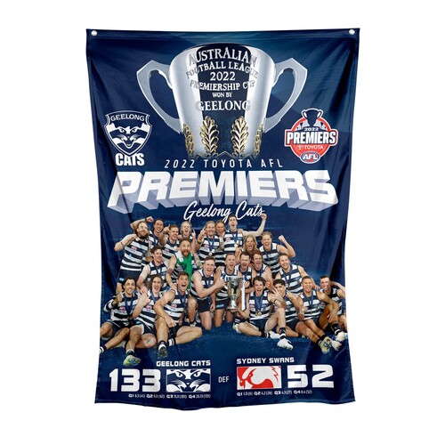 Geelong Cats AFL Premiers 2022 Team Photo Wall Cape Flag 70 x 100 cm P2