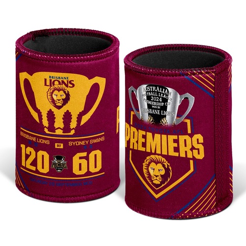 Brisbane Lions AFL 2024 Premiers Stubby Holder Can Cooler P1! In Stock