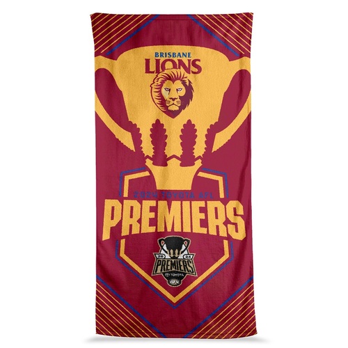 Brisbane Lions AFL 2024 Premiers Team Logo Beach Towel P2! 
