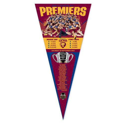 Brisbane Lions AFL 2024 Premiers Wall Pennant Flag P2! In Stock
