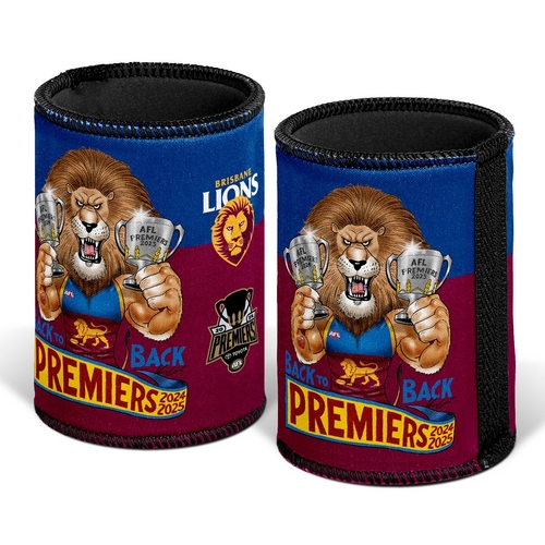 Brisbane Lions AFL 2025 Premiers Caricature Stubby Holder Can Cooler P1! PRESALE!
