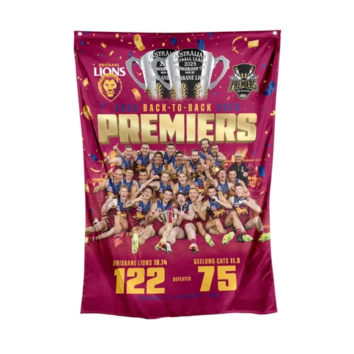 Brisbane Lions AFL 2025 Premiers Wall Flag P2! PRESALE!