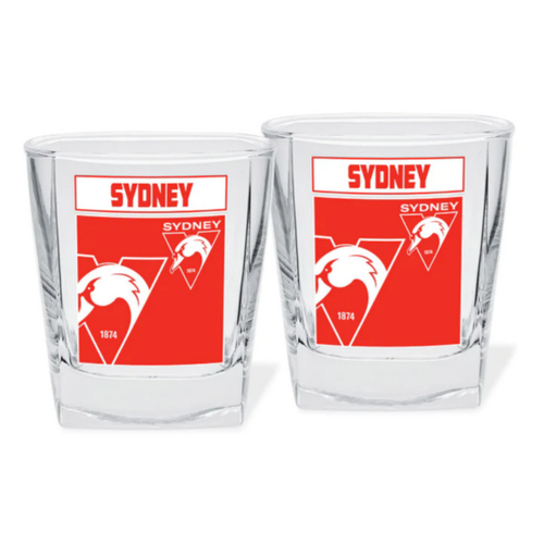 Sydney Swans AFL Logo Drink Spirit Scotch Glasses (Set of 2)