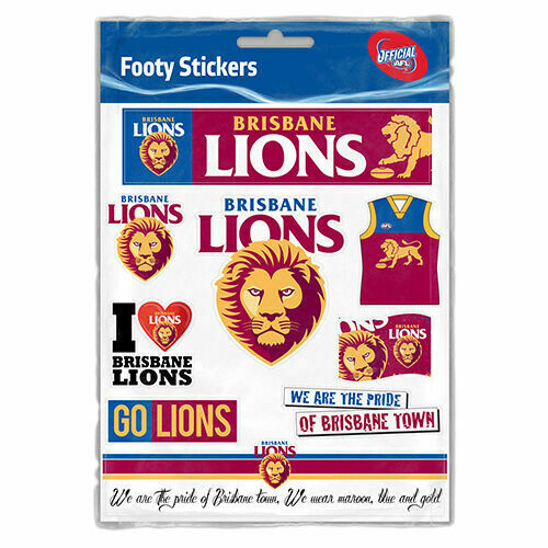 Brisbane Lions Official AFL Footy Stickers Sticker Sheet Pack