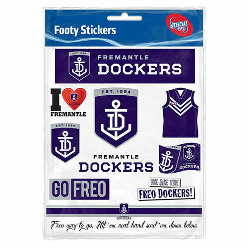 Fremantle Dockers Official AFL Footy Stickers Sticker Sheet Pack