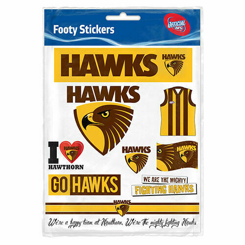 Hawthorn Hawks Official AFL Footy Stickers Sticker Sheet Pack