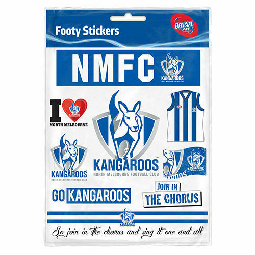 Official AFL North Melbourne Kangaroos Footy Stickers Sticker Sheet Pack