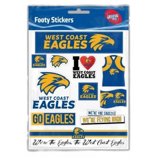Official AFL West Coast Eagles Footy Stickers Sticker Sheet Pack