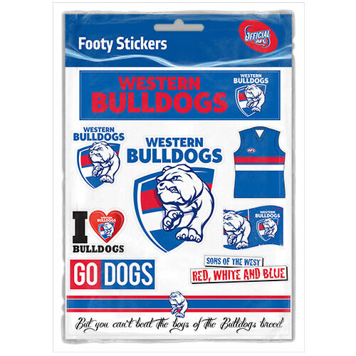Official AFL Western Bulldogs Footy Stickers Sticker Sheet Pack