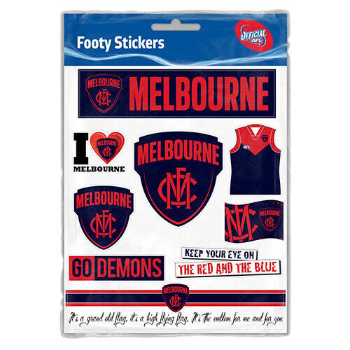 Official AFL Melbourne Demons Footy Stickers Sticker Sheet Pack