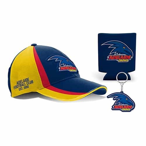 Adelaide Crows AFL Cap Hat Can Cooler Keyring Key Chain Gift Set