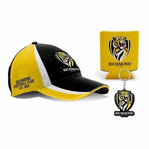 Richmond Tigers AFL 2021 Cap Hat Can Cooler Keyring Key Chain Gift Set